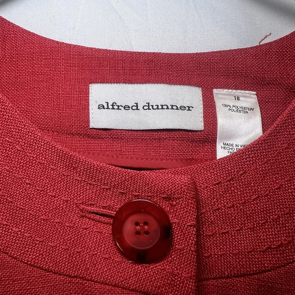 Alfred Dunner Red Large Button Blazer 3/4 Sleeve Size 18‎ 100% Polyester